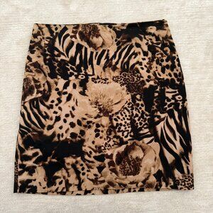 Grace Safari Skirt Size 8 Animal Floral Print Earth Cotton Mini Wild Jungle Vibe